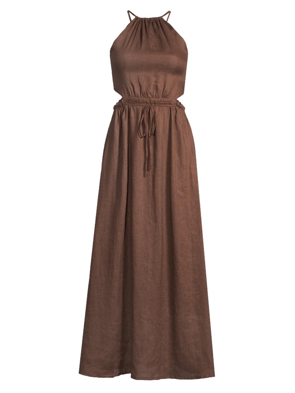 Faithfull the Brand La Piedra Maxi-Dress Medium Plain Chocolate